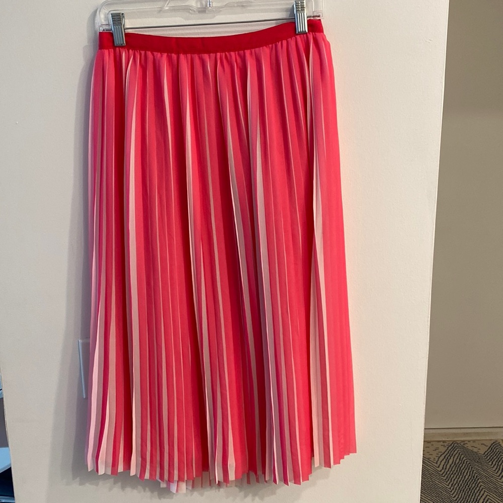 NWT - J. Crew Pleated midi skirt in hot pink stipe